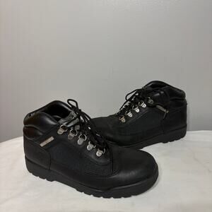 Timberland Boots Field Mid Lace Up Black Leather Waterproof Hiker Combat 6.5